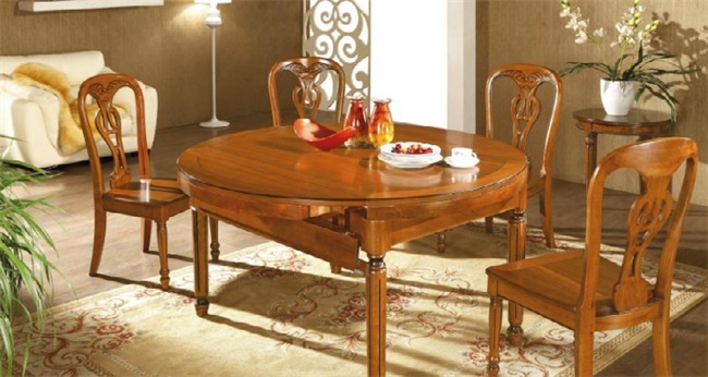 中式实木折叠餐桌